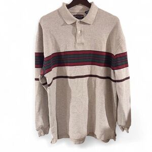 VTG Men’s Rugby Long Sleeve Pique Polo Shirt Size Medium